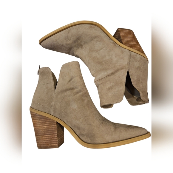 Abound SZ 9.5 Cowgirl Chic Tan Callan Bootie Back Zip 3.5" Block Heel 4.5" Shaft - Picture 6 of 9